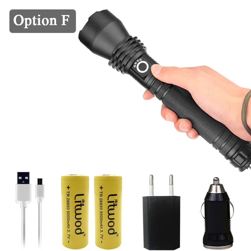 Option F Litwod Z201285 XLamp XHP70.2 50000lm высокий мощный тактический светодиодный вспышка светильник фонарь светильник 18650 26650 Батарея Фонари Отдых на природе - Испускаемый цвет: Option F