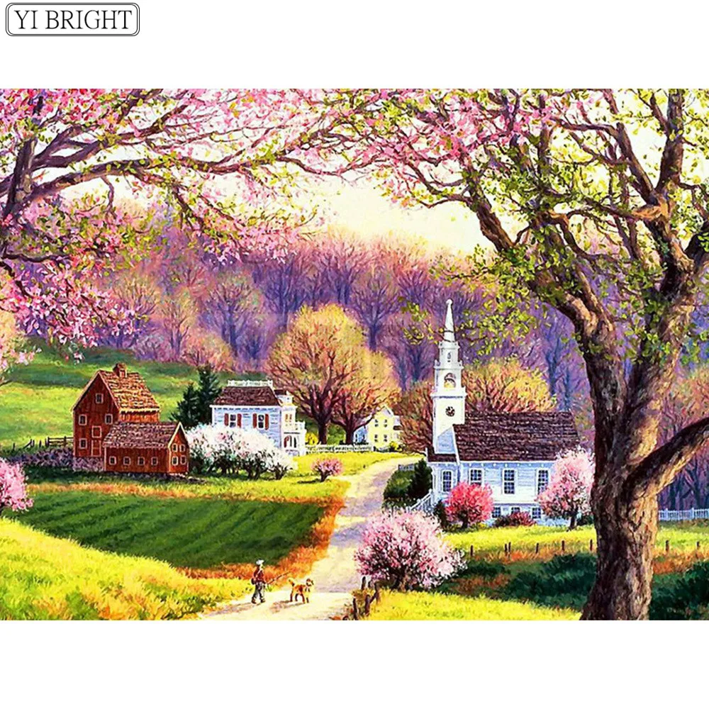 DIY 5D алмазов картина Пейзаж сада украшения дома полная из квадратных стразов