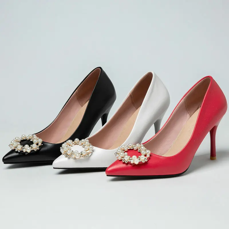 Вечерние туфли с острым носком Женская обувь на высоком каблуке украшением в виде кристаллов Свадебные