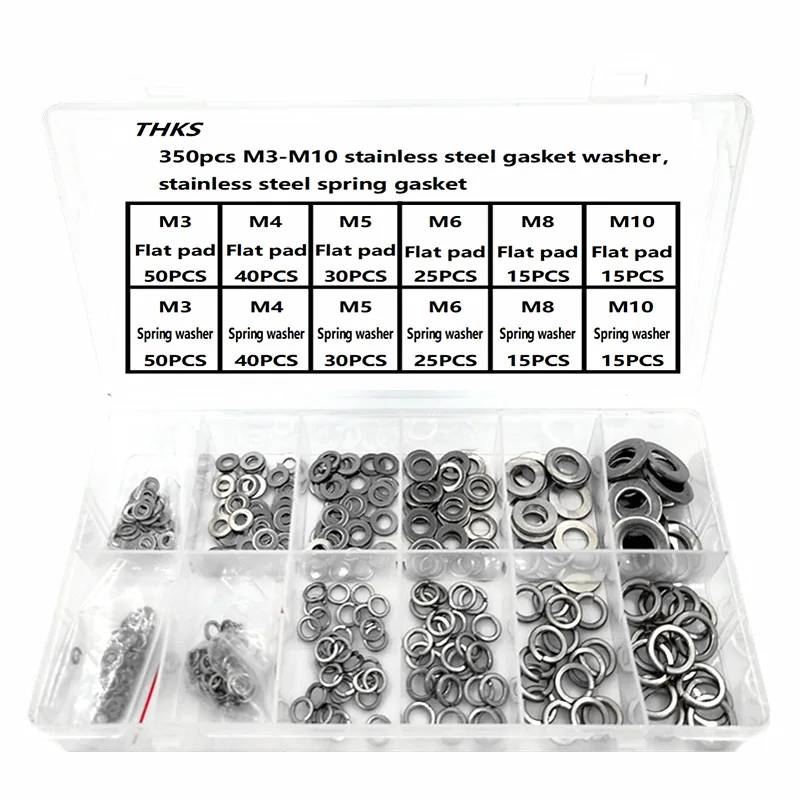 

Плоская подкладка из нержавеющей стали 350 шт./кор. 304 плюс эластичная Шайба из нержавеющей стали, Комбинация серии M3-M10