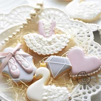 1pc cookie cutter ballet skirt swan shape 3d biscuit mold fondant sugar craft embossed cookie mold cake decoration baking tools
