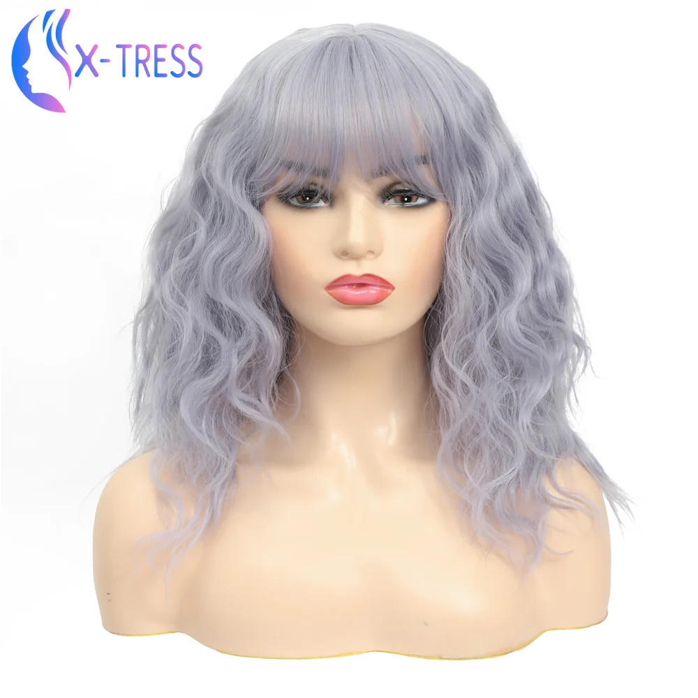 Синтетические серые парики для женщин 18/24 дюйма супервьющийся женский парик с
