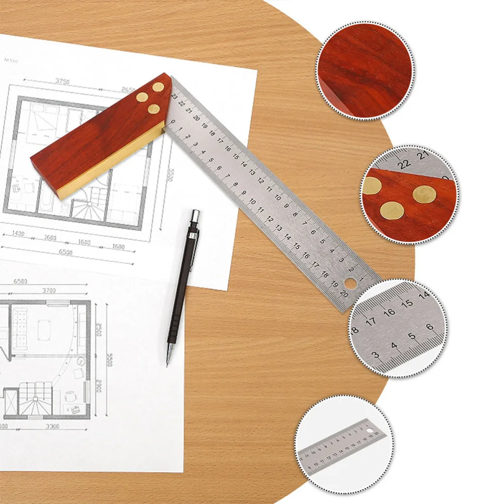 

1pc L-shaped Woodworking Angle Ruler Square Ruler Carpenter Measurement Tools