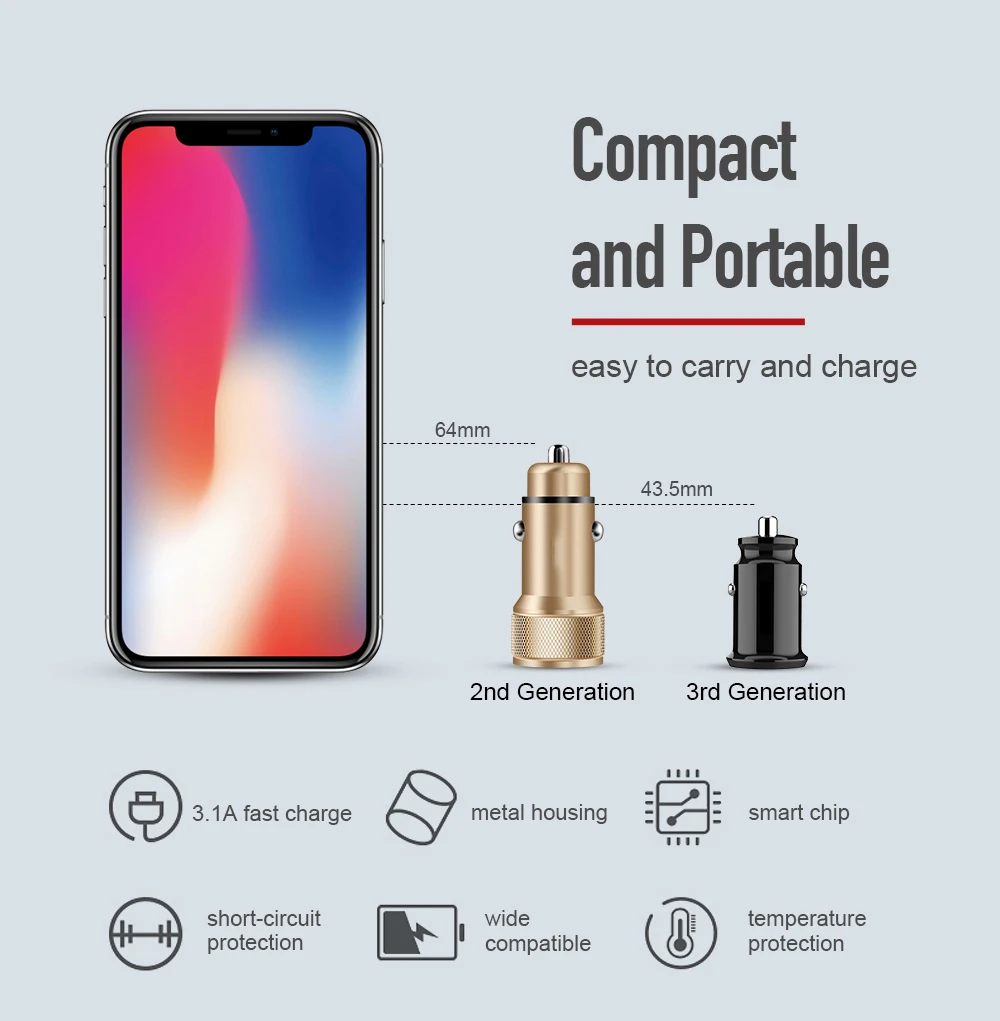 ROCK Quick Charge 4,0 3,0 USB Автомобильное зарядное устройство автомобильное зарядное устройство 2 порта для iPhone X 8 7 6 samsung Xiaomi gps автомобильный мобильный телефон