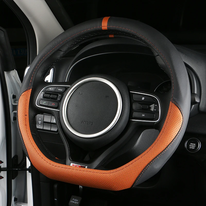 Кольцо в виде буквы D кожаный чехол рулевого колеса автомобиля для Kia Sportage Оптима
