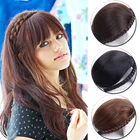 LUPU синтетические волосы челка с косичкой Натуральные Искусственные волосы тупая бахрома челка на заколках для наращивания волос черный коричневый для женщин