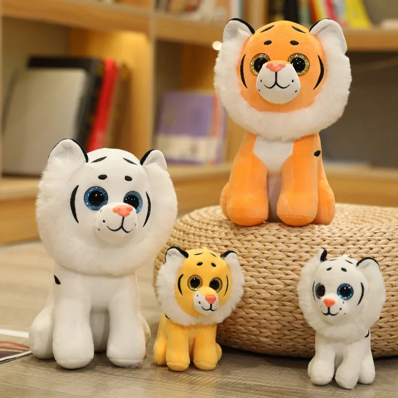 

1pc simulation smart Tiger Pendant plush toy white tiger lovely animal Doll Pet Toy home decoration Girl Birthday Gift