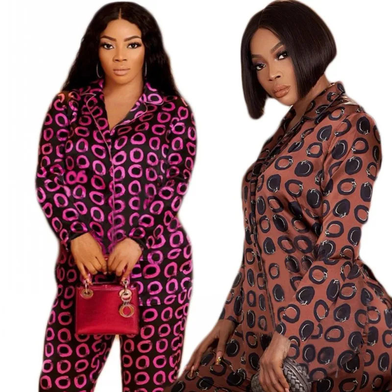 

Африканские женские комплекты из 2 предметов, осень 2021, блузка с принтом, рубашка, женский костюм, топы + брюки, комплект из двух предметов, спортивный костюм, африканская одежда