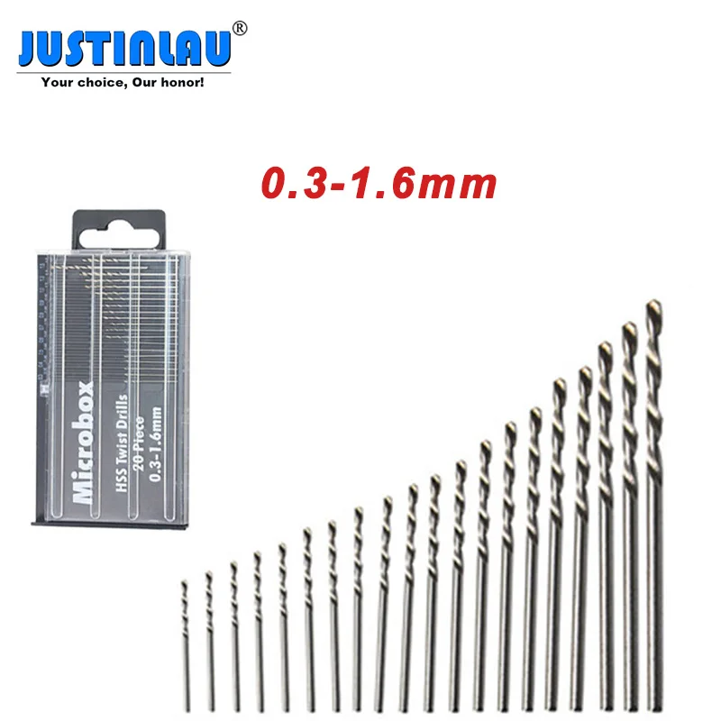 

Набор высокоскоростных стальных спиральных сверл 0,3-1,6 мм, мини-сверла, 20 шт./комплект, портативные мини-спиральные сверла, Деревообрабатыва...