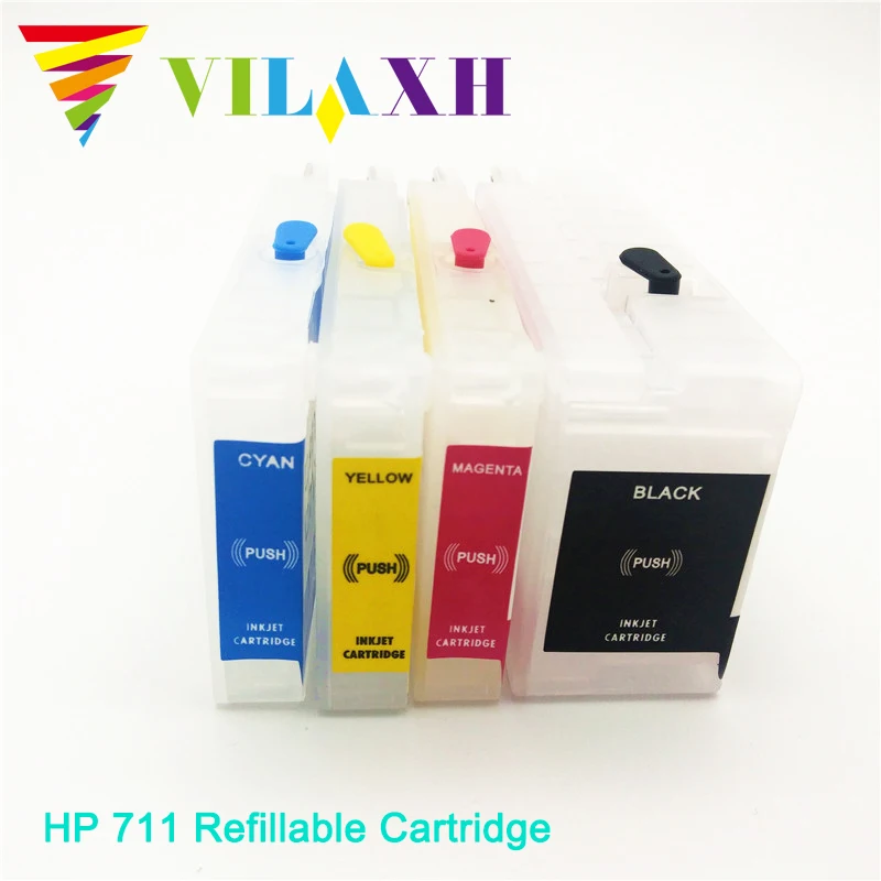 Пустой многоразовый картридж vilaxh для принтера hp 711 design jet T120 T520 с чипом