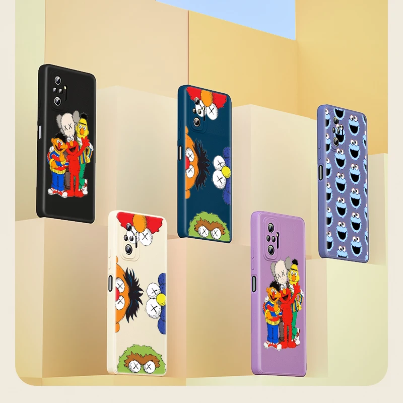 

Sesame Street Cookies for Xiaomi Redmi Note 10 10T 9 9T 8 8T 7 Pro Max 5G Luxury Liquid Silicone Soft Cover Phone Case
