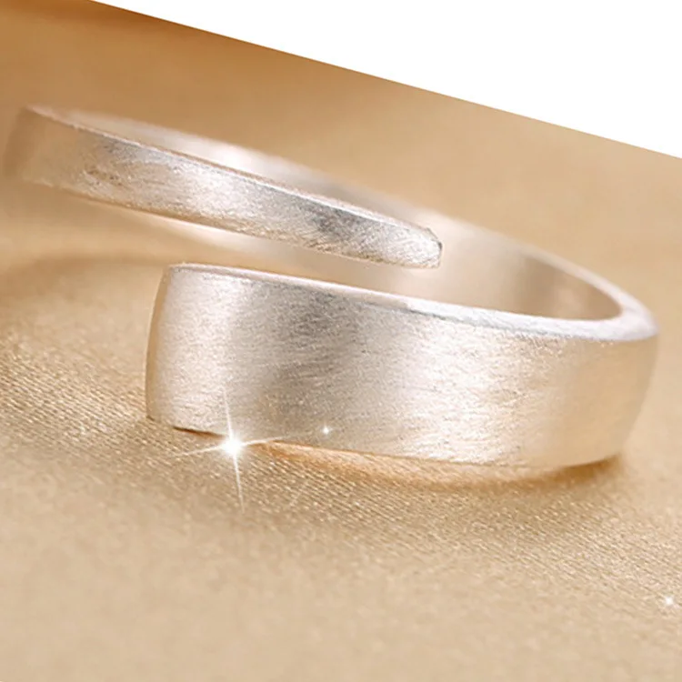 

New 100% Real 925 Sterling Silver Matte Round Open Rings For Women Big Finger Rings For Unisex Jewelry Men