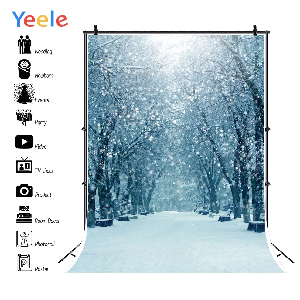Фон для фотосъемки Yeele новый год снег зима свадьба лес Детские Рождественские