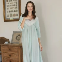 nightgown v neck cotton sleepwear women long dress romantic nightgown loose dress cotton nightgown pregnant women 2021 fashion