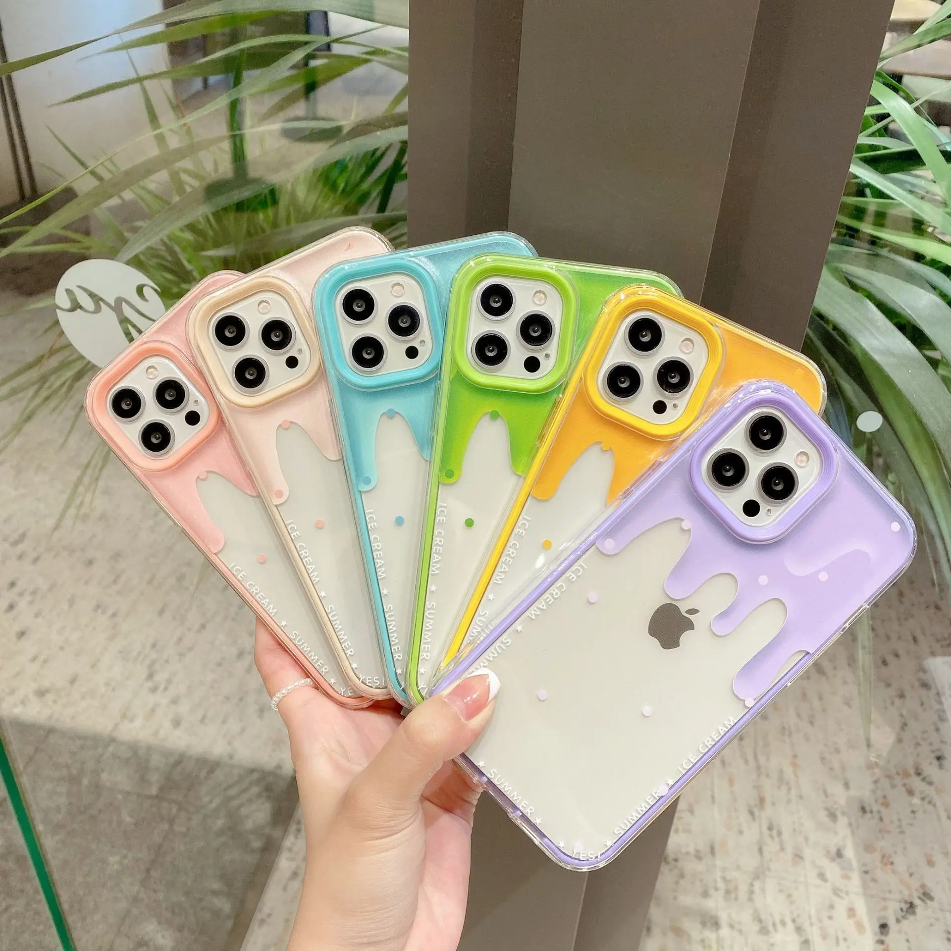 

Transparent Ice Cream Bumper Phone Case For iPhone 12 11 Pro Max X XR XS Max 7 8 Plus 12 Pro Soft Shockproof Back Cover