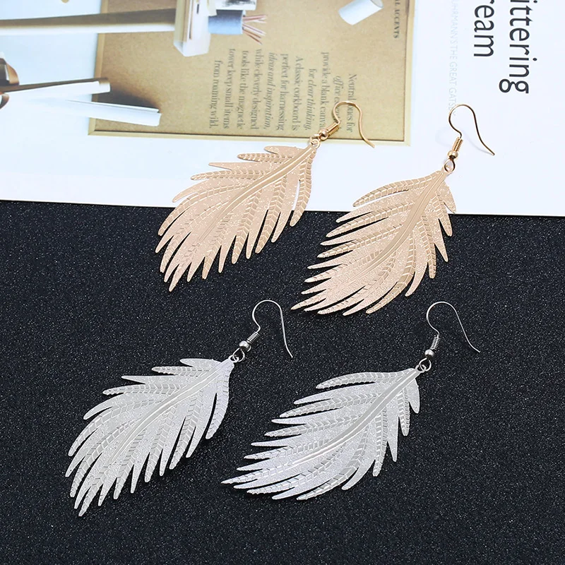 2019 новые Boho большие длинные листья Висячие серьги для женщин ZA панк