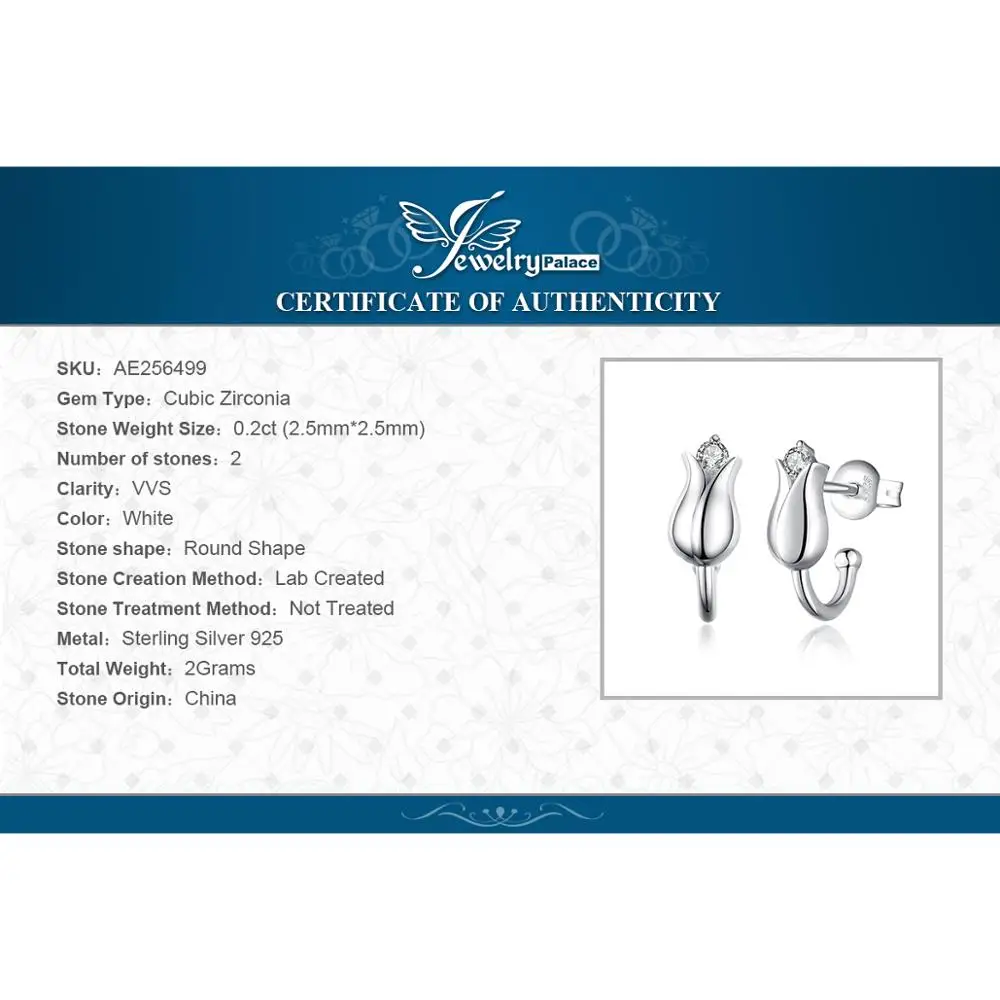 

JewelryPalace Happiness Flower Lily of the Valley Cubic Zirconia Stud Earrings 925 Sterling Silver Earrings Fashion Jewelry