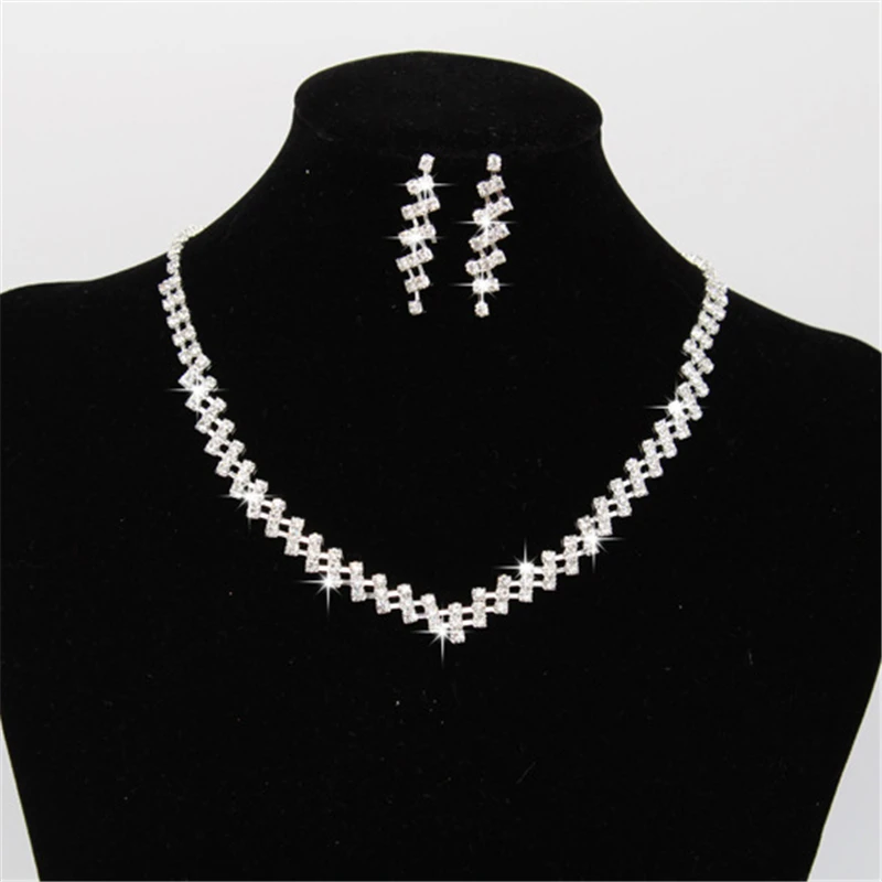 Простой Стиль очаровательные свадебные крупное колье Свадебный комплект