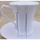 Серьги-подвески серебристого цвета с длинной кисточкой для женщин, свадебные серьги в форме капли, бижутерия в подарок