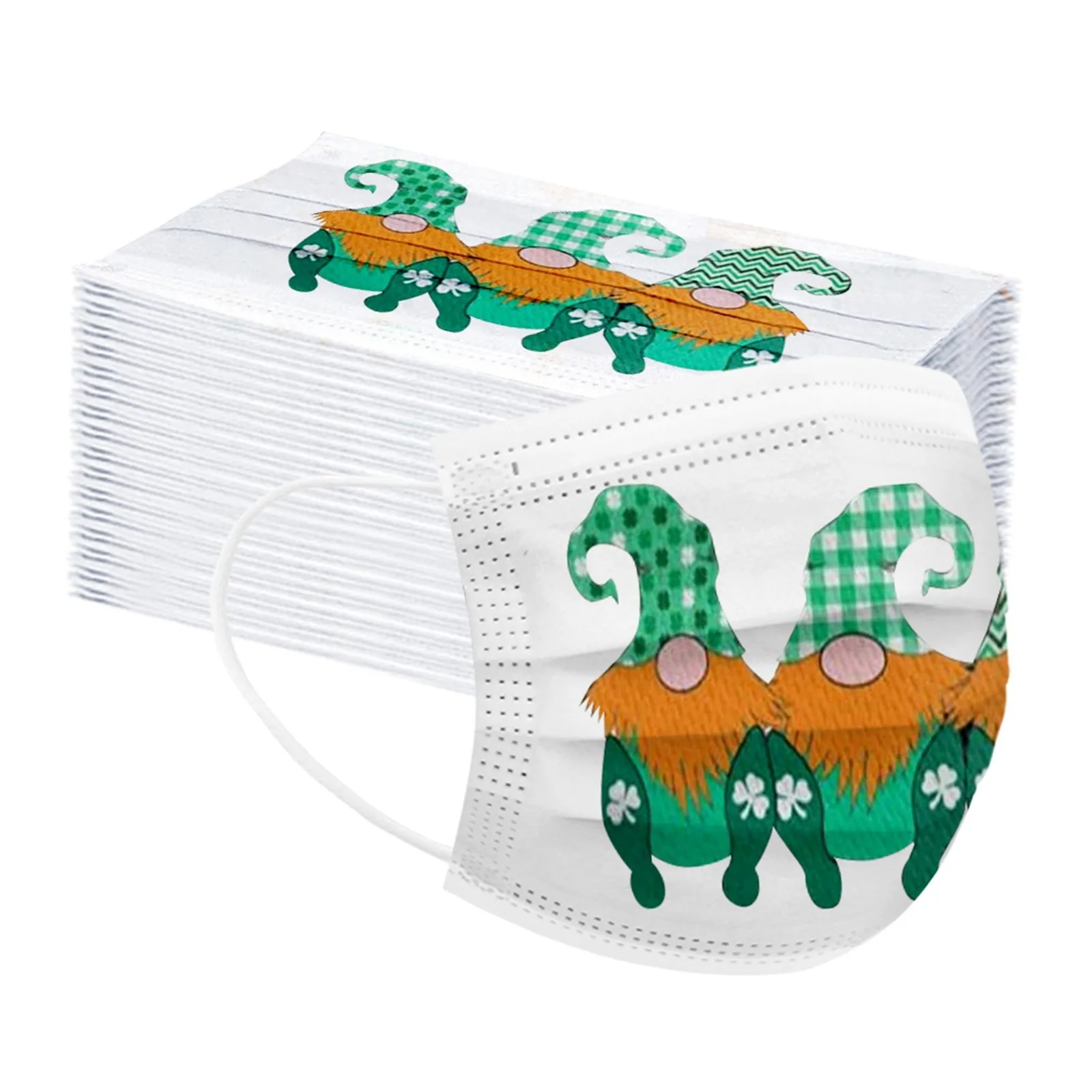 

Adult Leprechauns Shamrocks Printed Disposable Masks St. Patrick's Day Mask Masc indiÃºscartha Headband Green Leaf Mask 2021