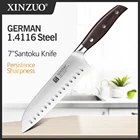 Нож Santoku из нержавеющей стали 7 '', высокое качество Din 1,4116 нарезка шеф-повара кухонные ножи красный сандаловый нож ручка повара