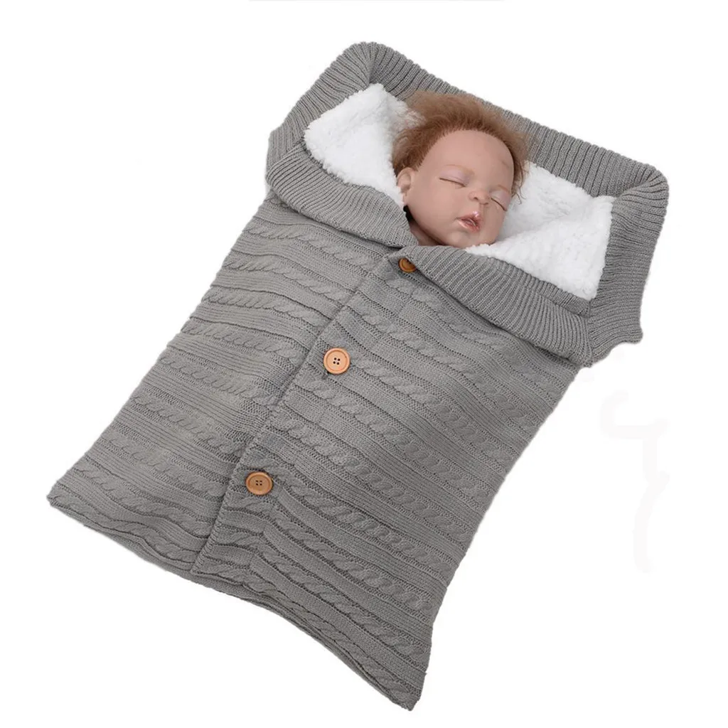 2021 Newborn Infant Baby Blanket Knit Crochet Winter Warm Swaddle Sleeping Bag Knitted Wrap Striped Outfits Fashion Removable | Мать и