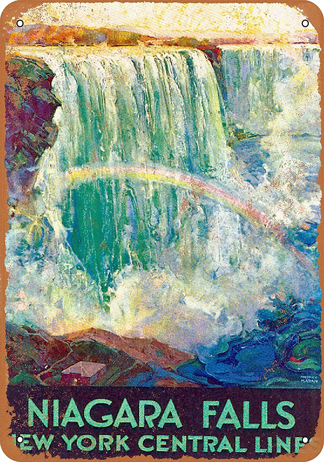

8*12 Metal Sign New York Central Railroad to Niagara Falls Vintage Look