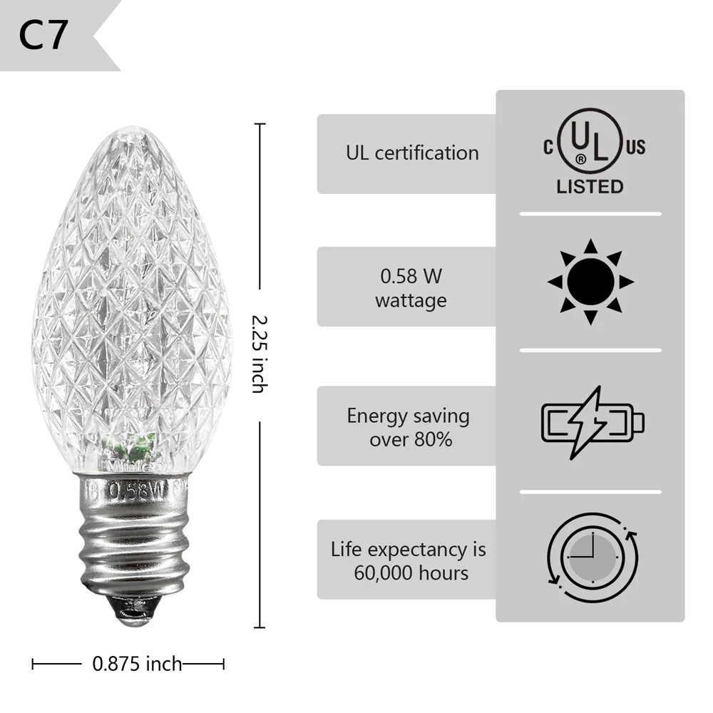 UL перечисленные коробки 25 C7 светодиодный лампы для замены 2 SMD СВЕТОДИОДНЫЙ s в