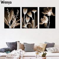 black and white simple flowers canvas painting wall art pictures for living room bedroom modern home decoration posters murals