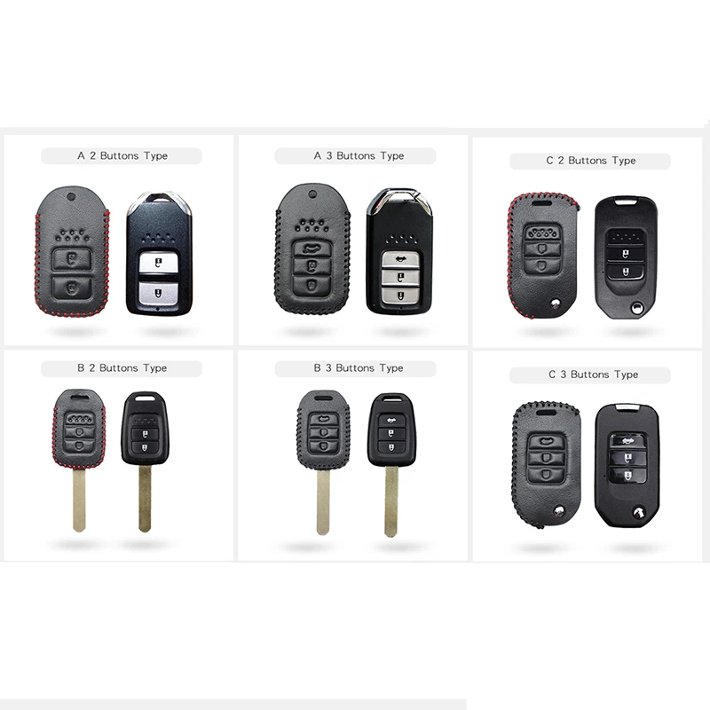 

High Quality Leather Key Walter For Honda Accord Civic CRV CRZ HRV JAZZ Odyssey Pilot Car Key Parts Skin Shell Car Styling