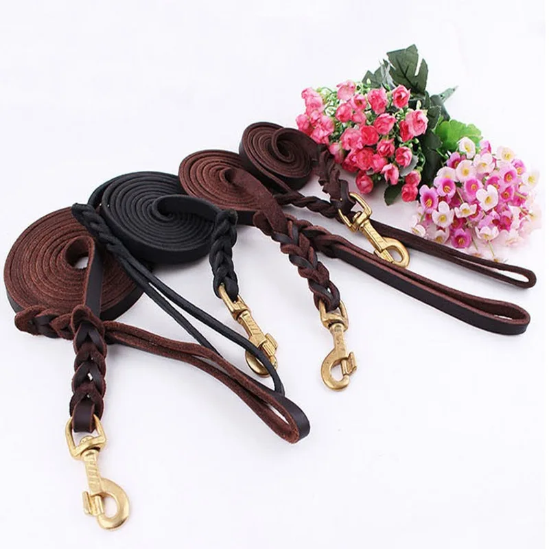 Кожаный поводок для собак плетеный дрессировки подходит средних и больших