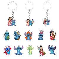 disney lilo and stitch characters anime epoxy resin keychain for bag car cartoon pendant jewelry keychain for boys girls diy1166