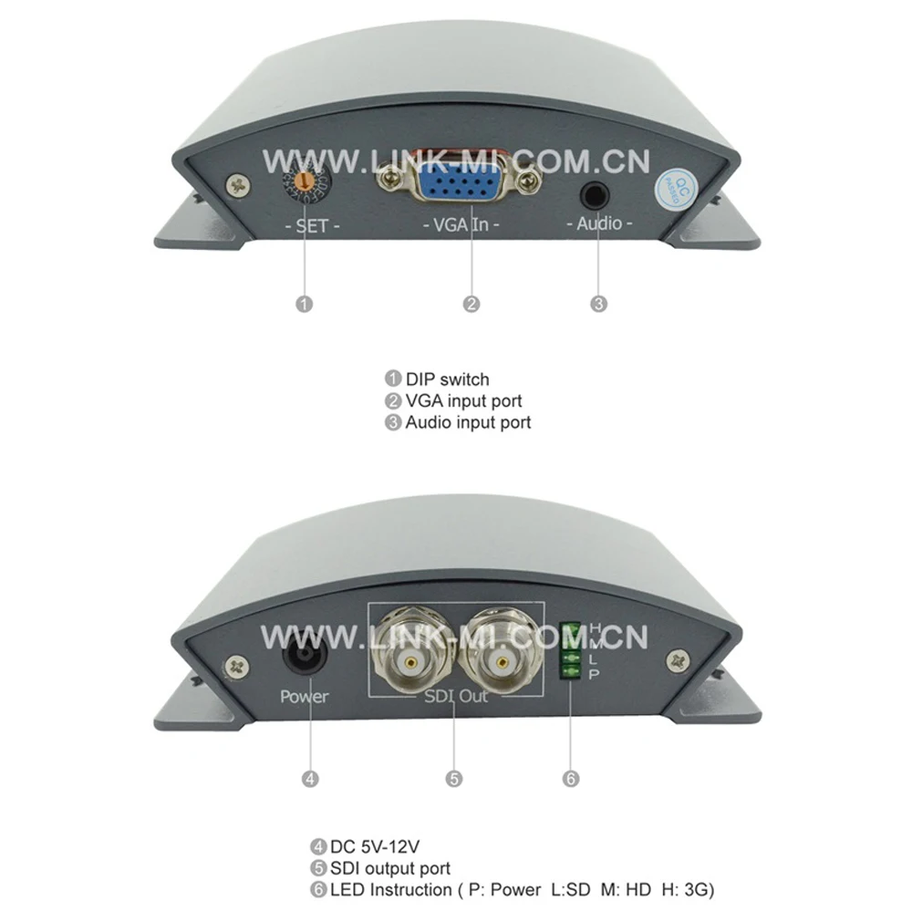 LINK-MI Профессиональный VGA для SDI 3G/HD/SD конвертер с DIP-переключатель настройки до 1080p |