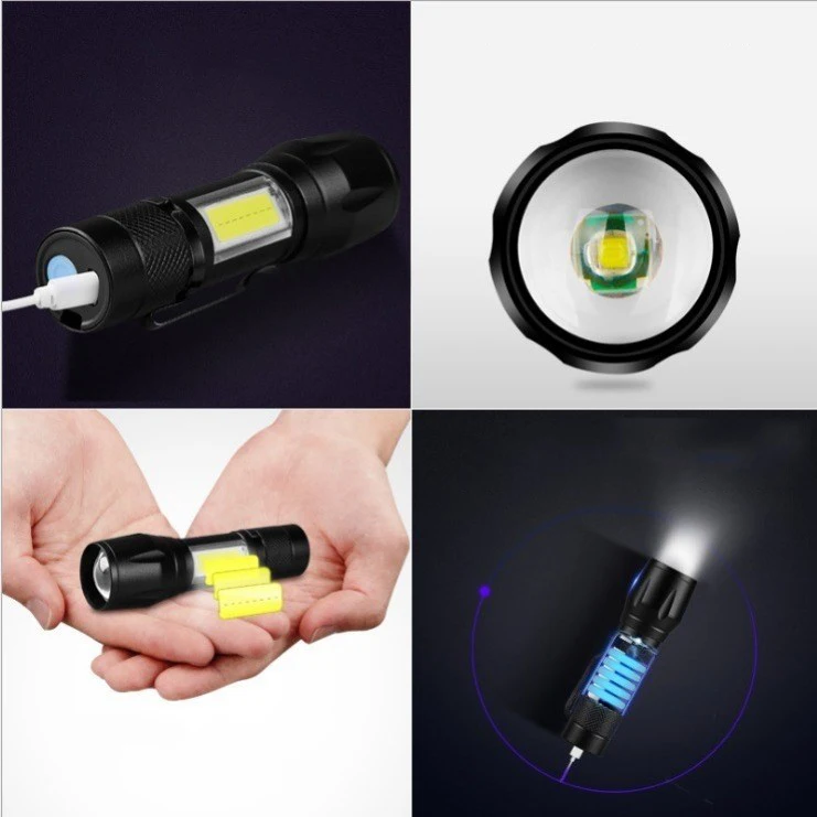 

Mini Rechargeable LED Flashlight Use XPE + COB lamp beads 100 meters Led torch light Used for adventure, camping,