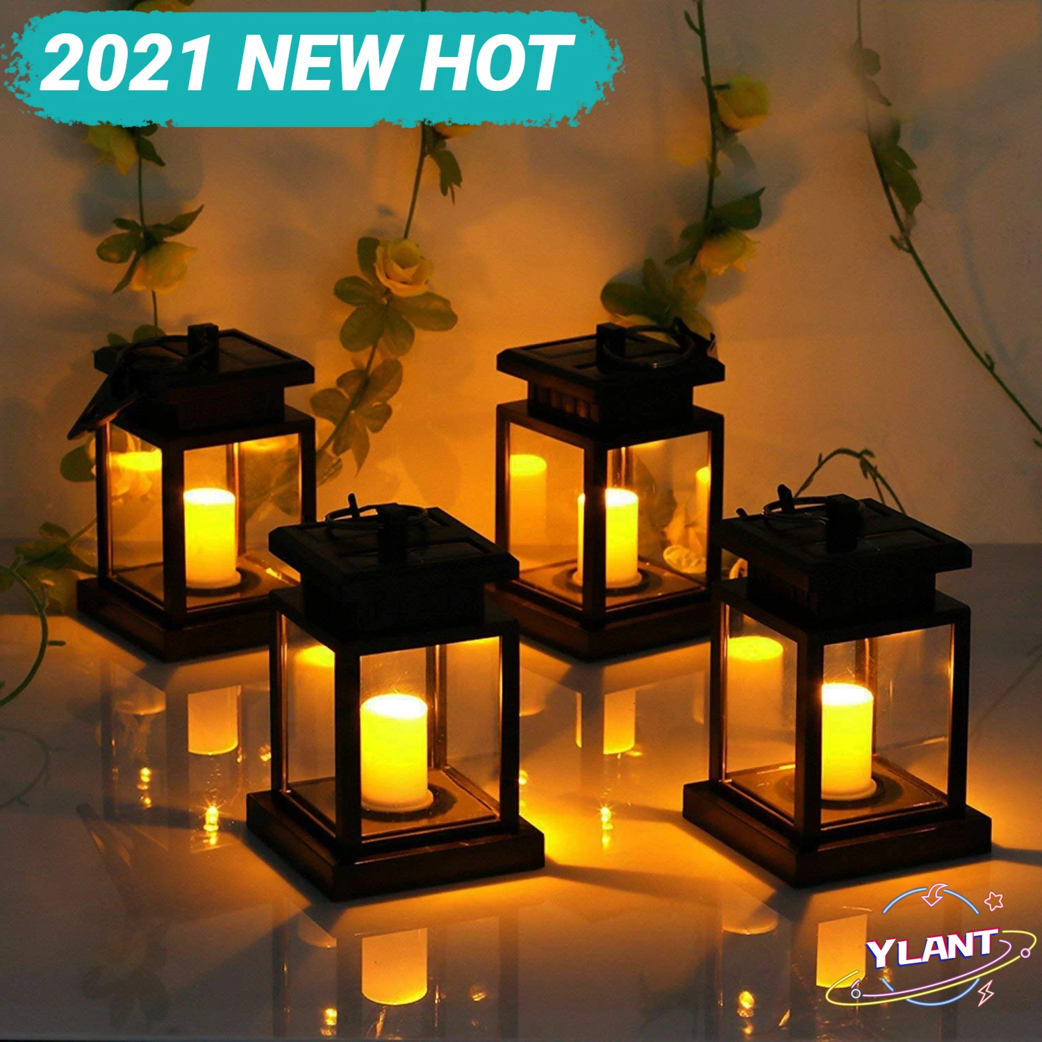 

YLANT Solar Powered LED Outdoor twinkle Candle Lantern Outdoor Lamp Home Garden Decoration Light Warm Flame Flashing Tea Light