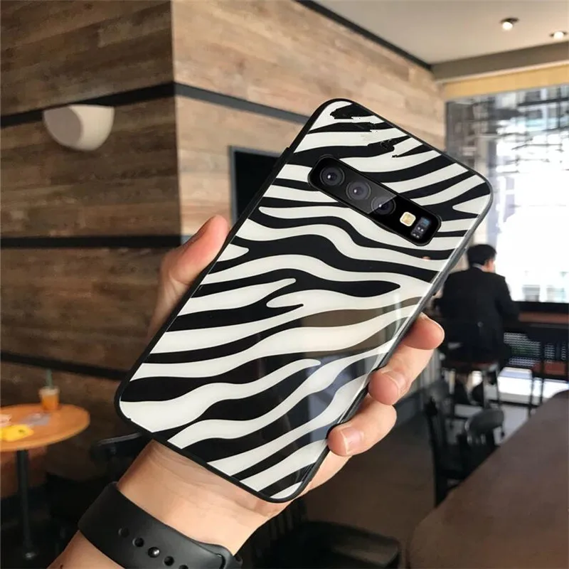 Стеклянный чехол BONVAN для Samsung Galaxy A70 A70S A70e A80 A90 M80S Жесткий Чехол A2 Core J5 J7 Prime A8S Zebra Couqe