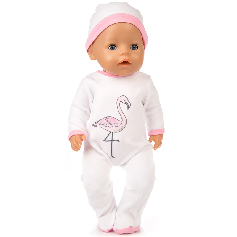 

Fit 18 inch American Baby OG Born Girl Doll Clothes Accessories 43cm Unicorn Flamingo Hat Pajama Suit For Baby Birthday Gift