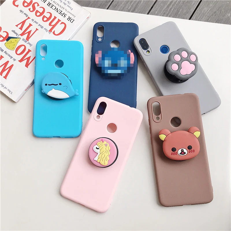 silicone cartoon phone holder case for Samsung Galaxy j8 j7 pro j6 j5 j4 a6 a8 plus 2018 2017 2016 2015 stand back cover coque
