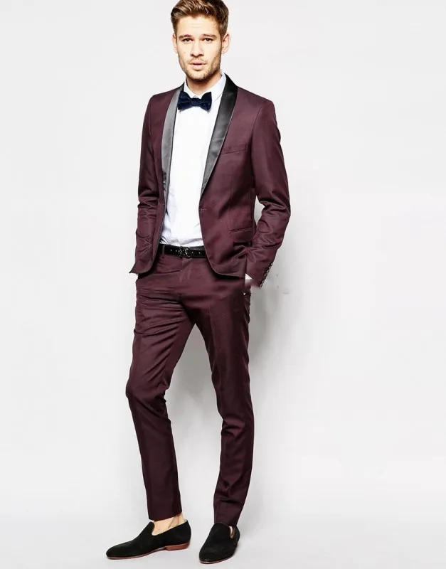 

Распродажа! Дешево! 2021 (пиджак + брюки + галстук-бабочка), 2 штуки Для мужчин костюмы бордовый лучший Для мужчин костюмы Однобортный Свадебный ...