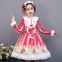 girls dress lolita princess dress print castle childrens spring dresses long sleeve lolita autumn clothes for girl costume