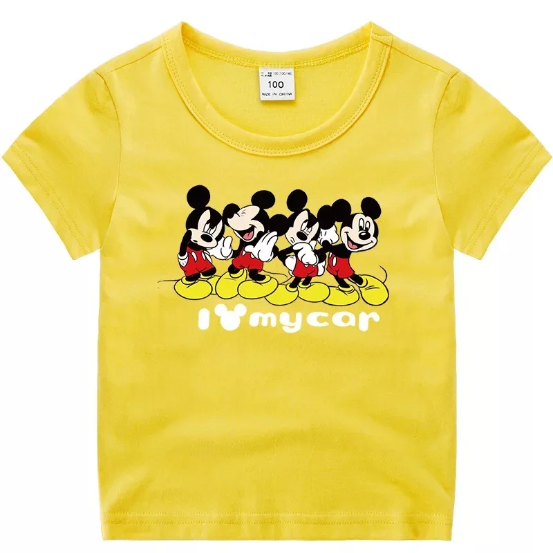 Disney домашняя одежда с Минни Маус из мультфильма футболки хлопковые для детей