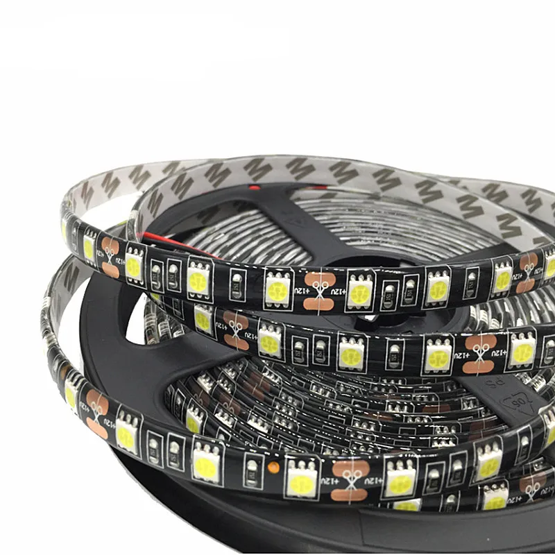 DC12V Светодиодная лента 5050 60leds/m Черный PCB гибкий светодиодный светильник RGB/теплый