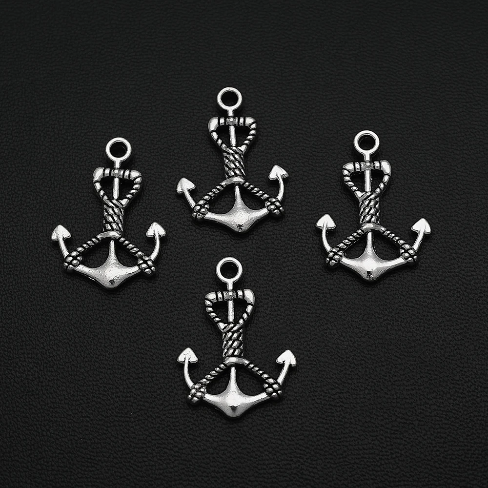 

Посеребренные Подвески 15 шт./лот 17x25 мм в античном стиле с якорем, морские Подвески для самодельных сережек, материалы для изготовления аксе...