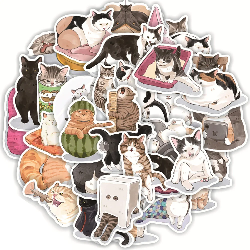

10/30/50Pcs Cat Animal Stickers Retro Cute Motorcycle Luggage Laptop Skateboard Phone Graffiti Cartoon Sticker Decals Kids Toys