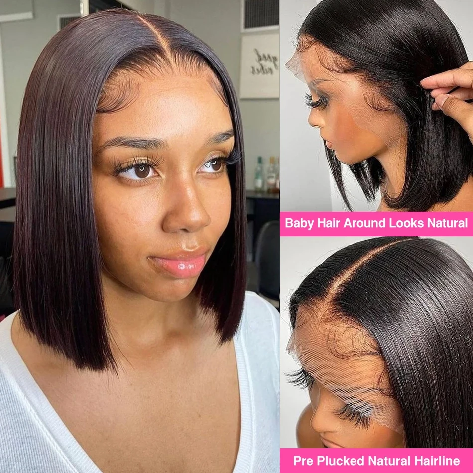 

Парик MISNEY Bob, парики из человеческих волос на короткой сетке спереди, парики без повреждений, бразильские прямые парики боб для женщин, челов...