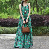 bohemian sundress 2021 summer women floral printed beach maxi long dress zanzea casual holiday vestidos slip dresses