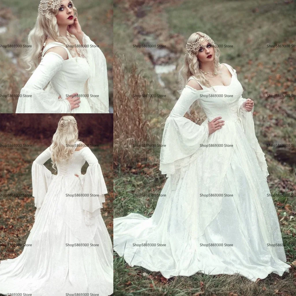 Принцесса Gwendolyn сказочное средневековое бархатное кружевное свадебное платье с