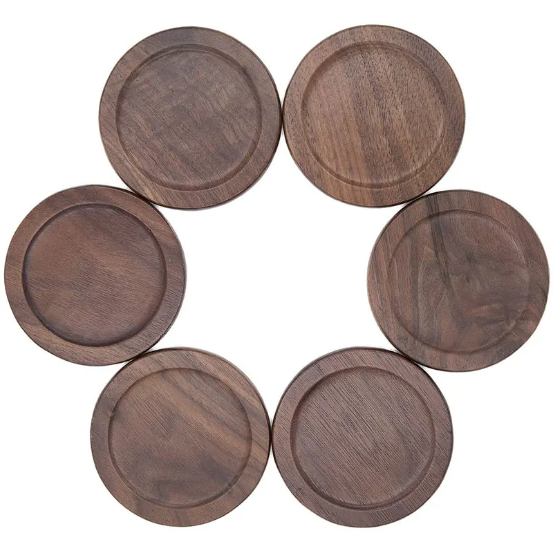 

Black Walnut Drink Coasters Natural Placemat Insulation Pads for Home& Office Coasters Set with Holder Set of 7