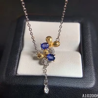 kjjeaxcmy fine jewelry 925 silver inlaid natural sapphire gemstone vintage necklace exquisite ladies pendant support check