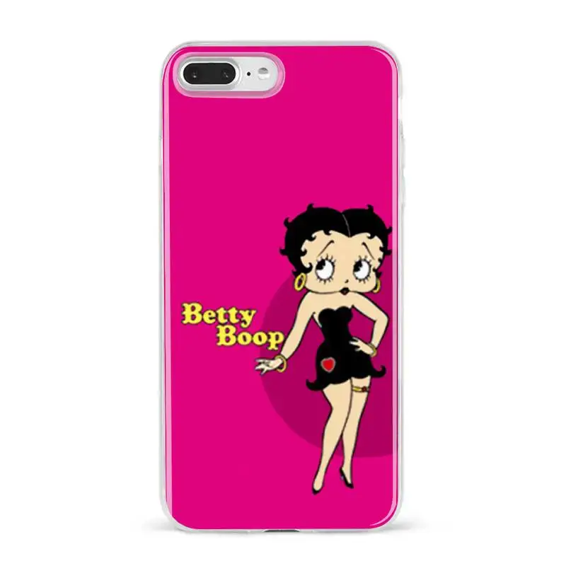 

Pink Sexy Betty Boop Phone Case For Iphone 12 11 7 8 Pro Mini XS Max Xr X PLUS Transparent Coque Fundas Cover